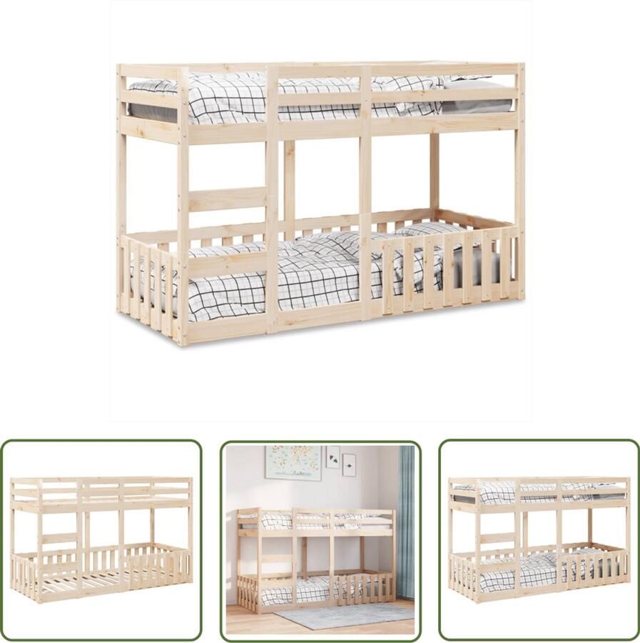 VidaXL Kinderbed Stapelbed massief grenenhout 75x190 cm Tweepersoonsbed Houten Bed Grenenhouten Bed
