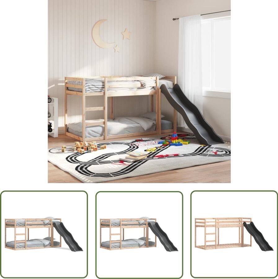 VidaXL Kinderbed Stapelbed met glijbaan en ladder massief grenenhout 80x200 cm Grenenhouten Bed Glijbaan Halfhoogslaper