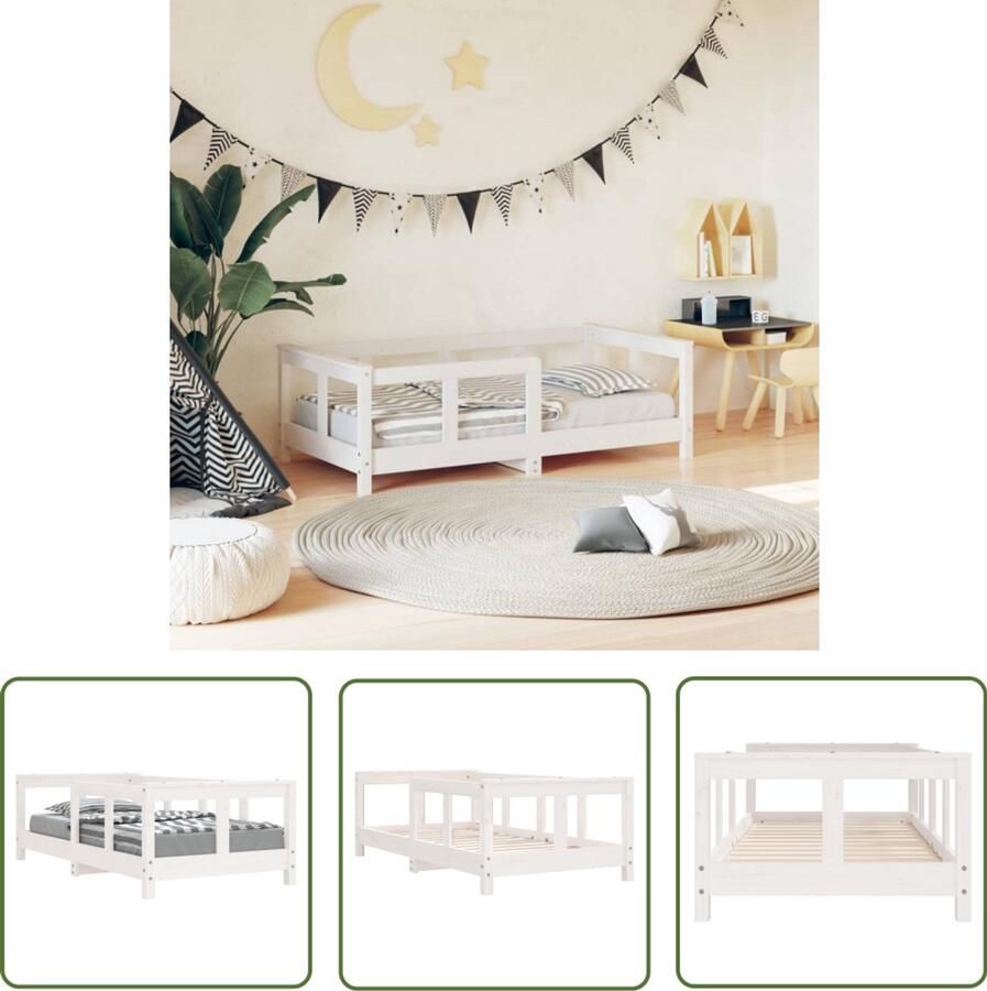 VidaXL Kinderbed Wit 70x140 cm Grenenhout Kinderbed Frame Houten Bed Kids Bed Baby Bed Grenenhouthout Bed Witte Kinderkamer Slaapruimte Kind