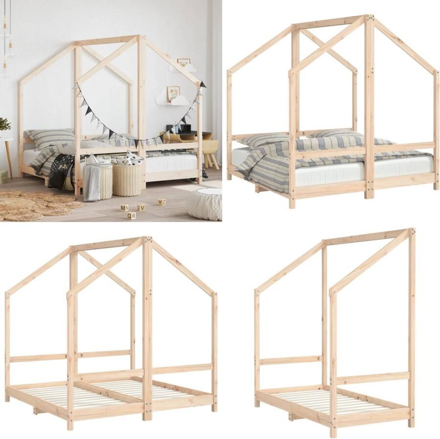 VidaXL Kinderbedframe 2x(70x140) cm massief grenenhout Kinderbedframe Kinderbedframes Kinderbed Peuterbed
