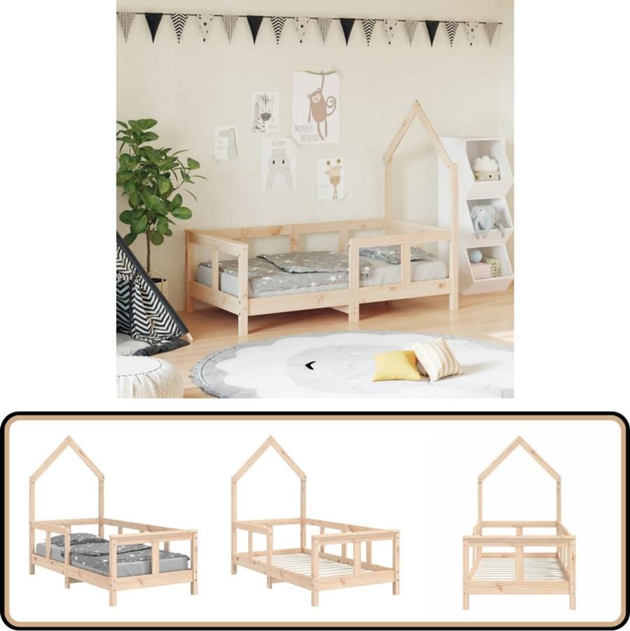 VidaXL Kinderbedframe 70x140 cm Grenenhout Kinderbed Huisbed Grenenhout Bed Houten Bed Kinderkamer Meubels Kids Bedroom Furniture Peuterbed - Foto 2