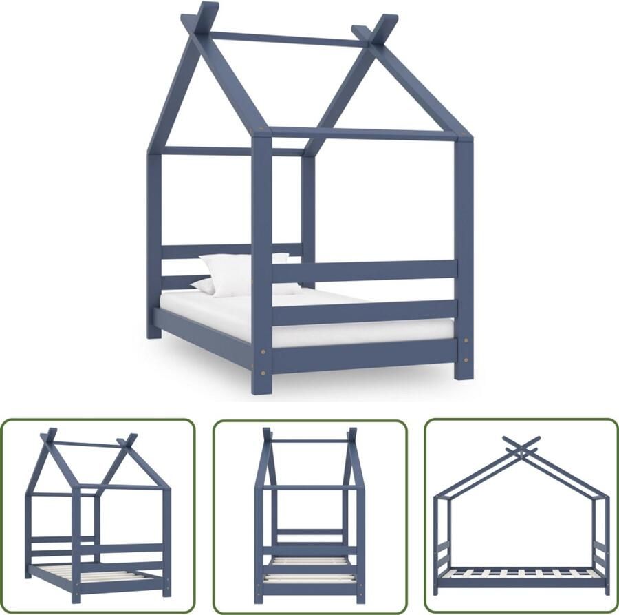 VidaXL -Kinderbedframe-massief-grenenhout-grijs-70x140-cm - Foto 1
