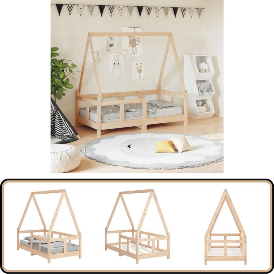 VidaXL Kinderbedframe 70x140 cm Massief Grenenhout Kinderbed Houten Bed Peuterbed Kidsbed Babykamer