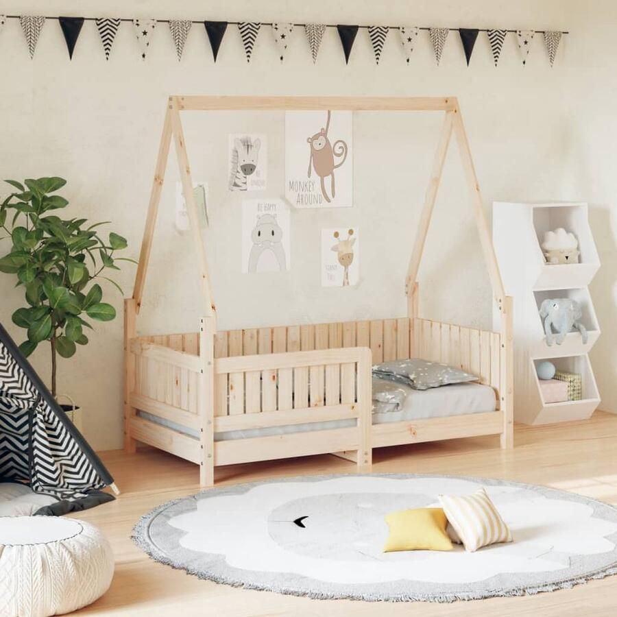 VidaXL Kinderbedframe 70x140 cm Massief Grenenhout Kinderbed Peuterbed Hout Grenenhout Dakvormig Bed Kidsbed Babykamer Slaapkamer Decoratie Kinderslaap - Foto 2