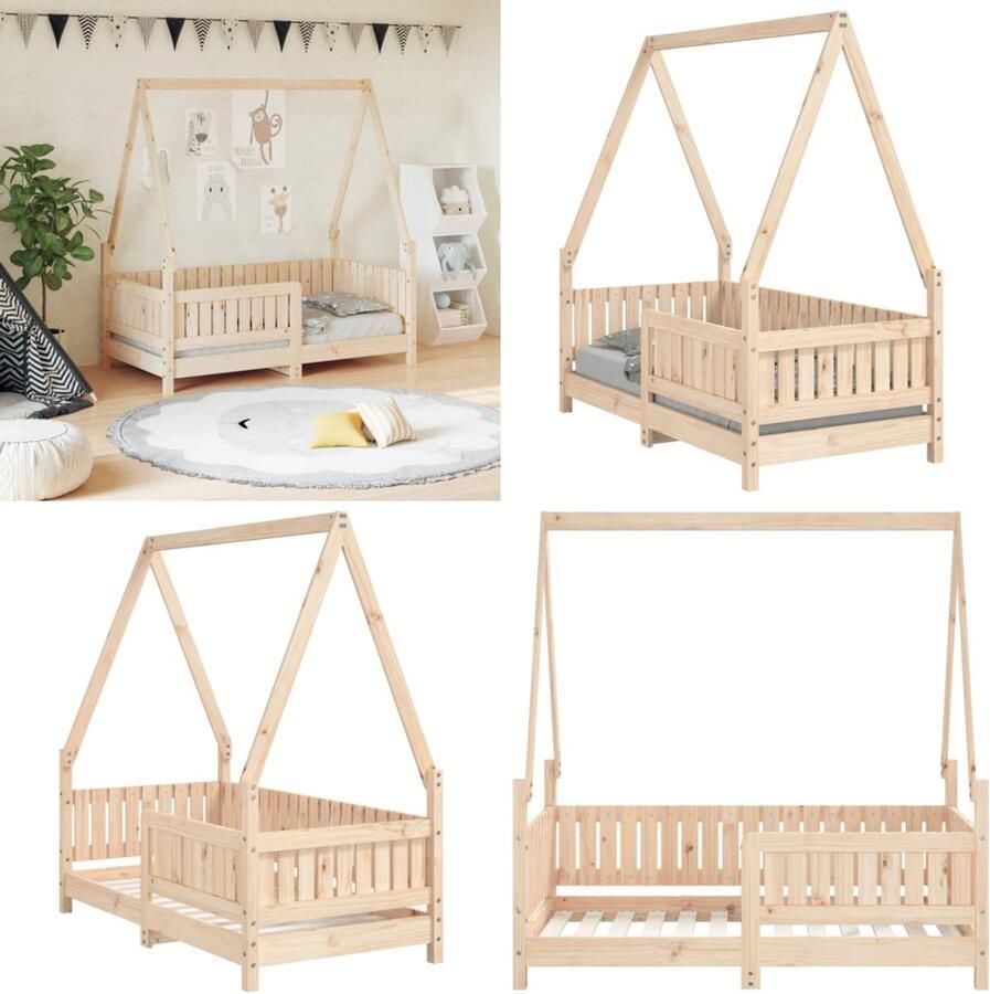 VidaXL Kinderbedframe 70x140 cm massief grenenhout Kinderbedframe Kinderbedframes Kinderbed Peuterbed