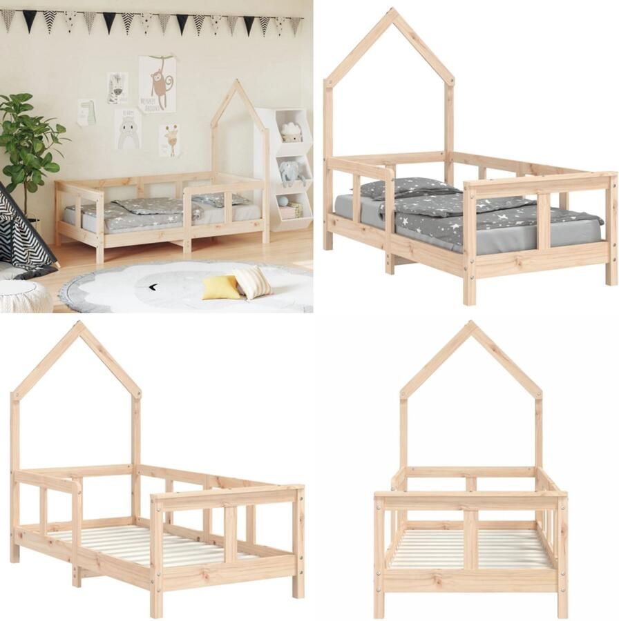 VidaXL Kinderbedframe 70x140 cm massief grenenhout Kinderbedframe Kinderbedframes Kinderbed Peuterbed
