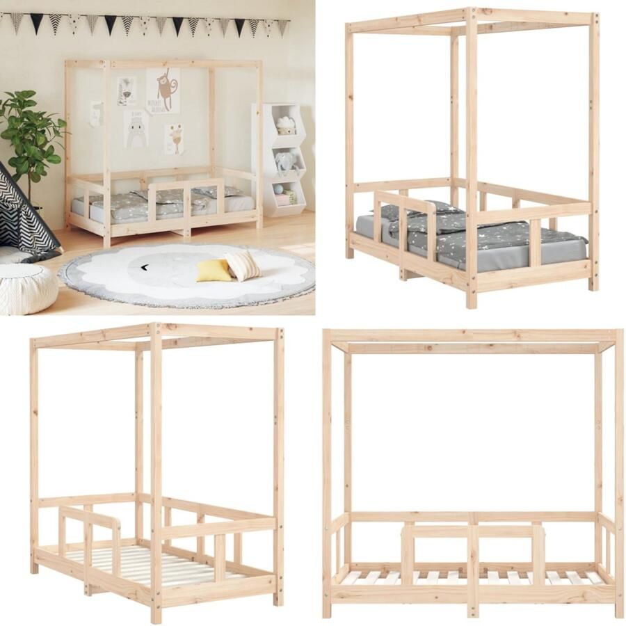 VidaXL Kinderbedframe 70x140 cm massief grenenhout Kinderbedframe Kinderbedframes Kinderbed Peuterbed - Foto 2