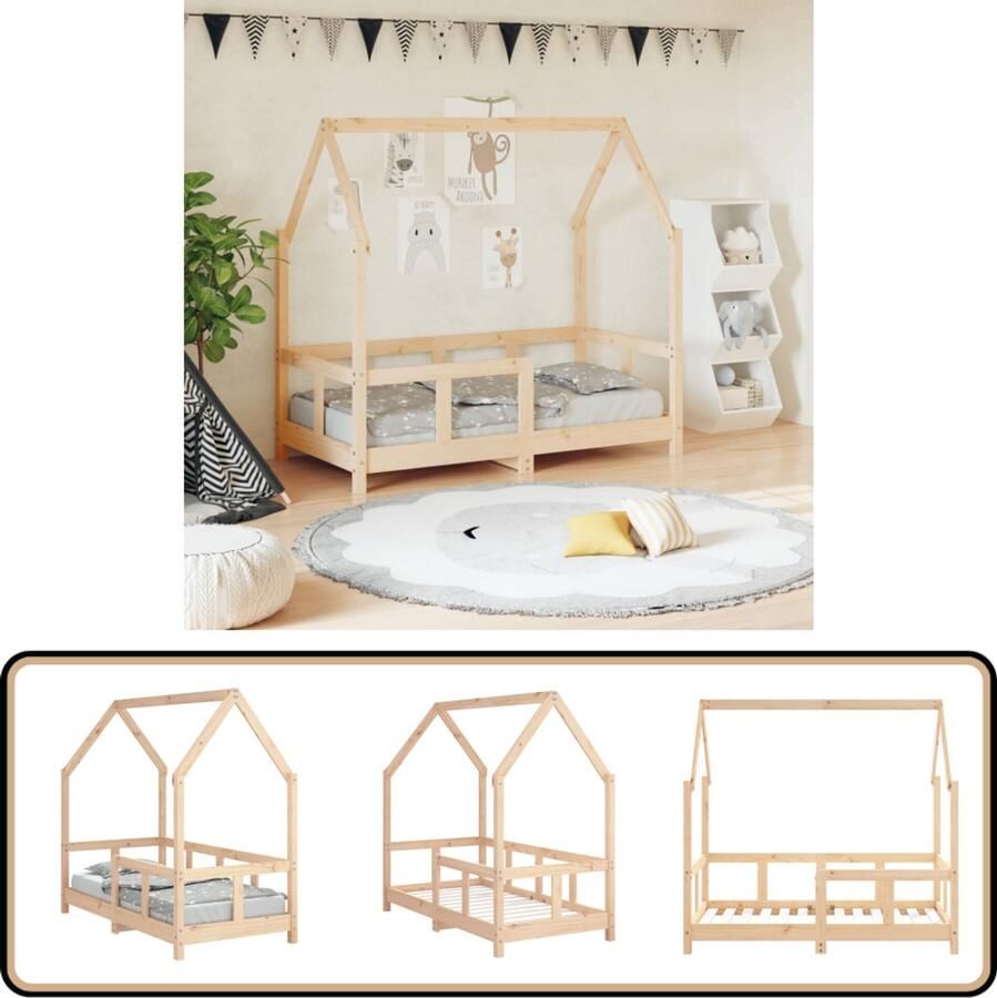 VidaXL Kinderbedframe 70x140 cm Massief Grenenhout Peuterbed Kinderbed Houten Bed Grenenhouten Bed Lage Bedden