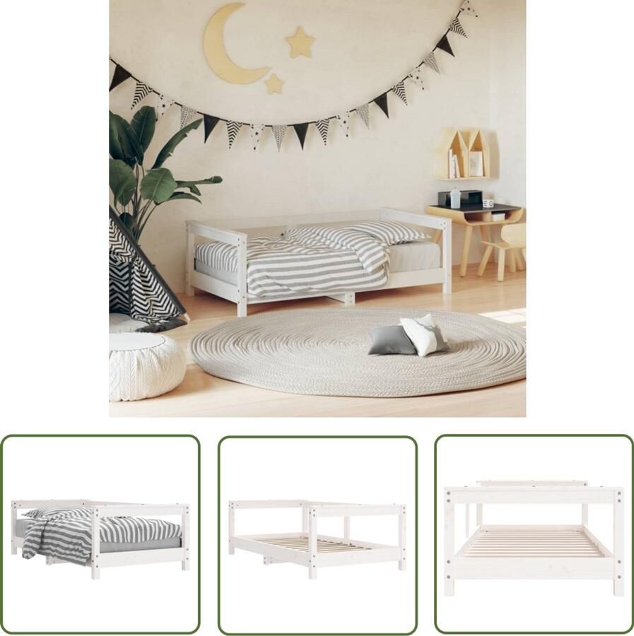VidaXL Kinderbedframe 70x140 cm Wit Grenenhout Kinderbed Houten Bed Kidsbed Babybed Grenenhouten Bed Wit Kinderbed Kindermeubels Slaapkamers