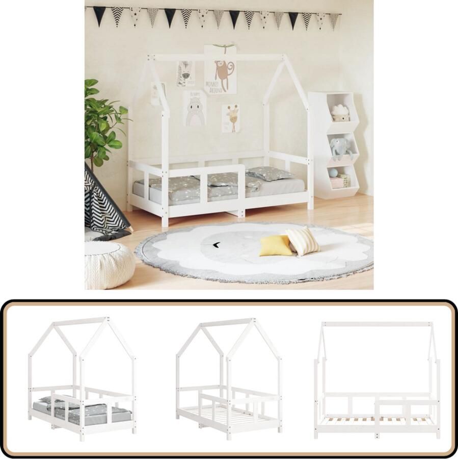 VidaXL Kinderbedframe 70x140 cm Wit Grenenhout Kinderbed Peuterbed Houten Bed Grenenhouten Bed Wit Bed Babykamer Meubels Kids Bedroom Furniture