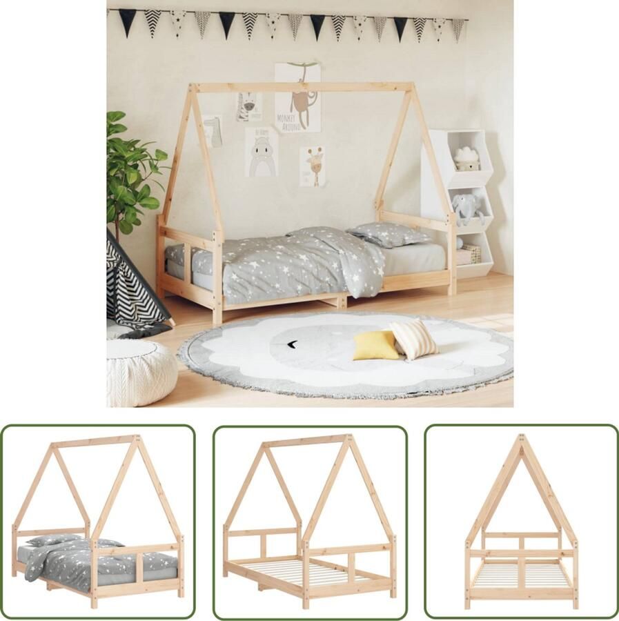 VidaXL Kinderbedframe 80x160 cm Grenenhout Kinderbed Houten Bed Peuterbed Kidsbed Huisjesbed