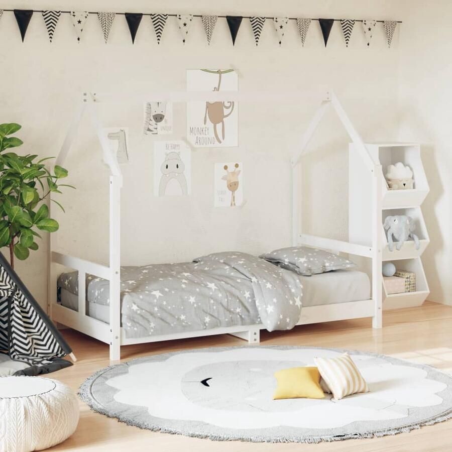VidaXL Kinderbedframe 80x160 cm Grenenhout Wit Kinderbed Peuterbed Houten Bed Bedframe Kids Bed Jongenskamer Meisjeskamer Witte Kamer Design Kinderbed - Foto 2