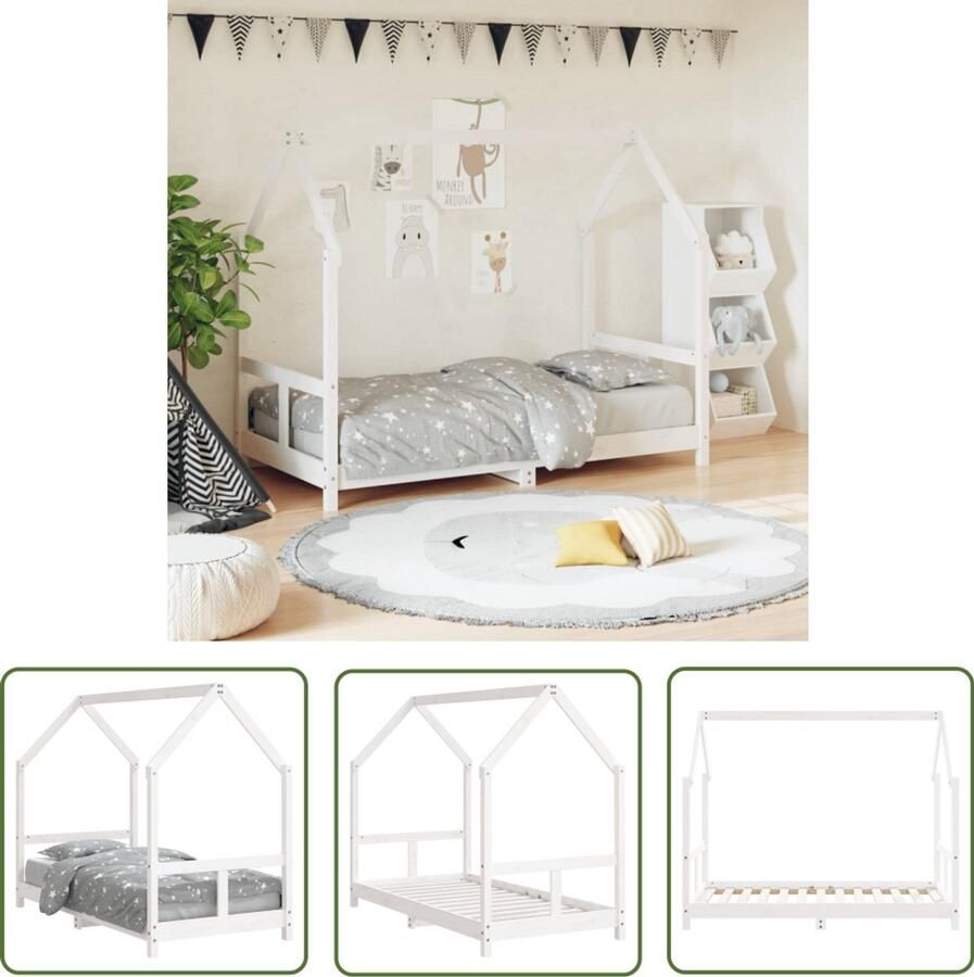 VidaXL Kinderbedframe 80x160 cm Grenenhout Wit Kinderbed Peuterbed Houten Bed Bedframe Kids Bed Jongenskamer Meisjeskamer Witte Kamer Design Kinderbed