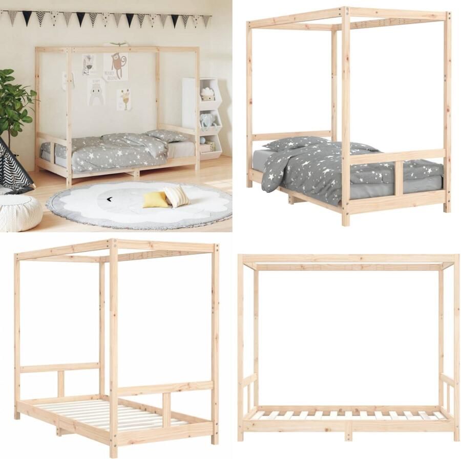 VidaXL Kinderbedframe 80x160 cm massief grenenhout Kinderbedframe Kinderbedframes Kinderbed Peuterbed