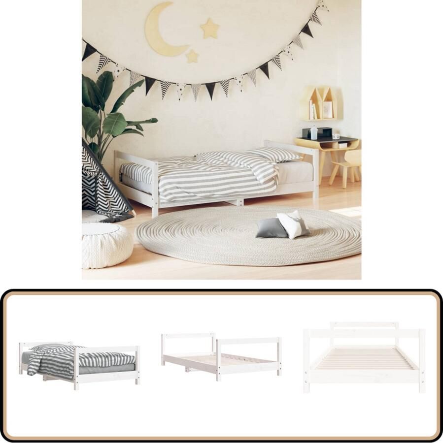 VidaXL Kinderbedframe 80x160 cm Wit Grenenhout Kinderbed Frame Houten Bed Kinderbed Grenenhouthouten Bed Witte Kinderkamer