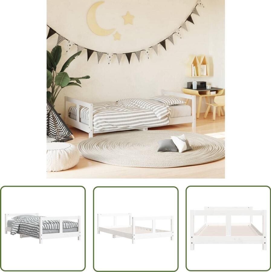 VidaXL Kinderbedframe 80x160 cm Wit Grenenhout Kinderbed Houten Bed Kids Bed Grenenhouten Bed Wit Kinderbed Kinderkamer Decoratie Baby Kamer Meubels