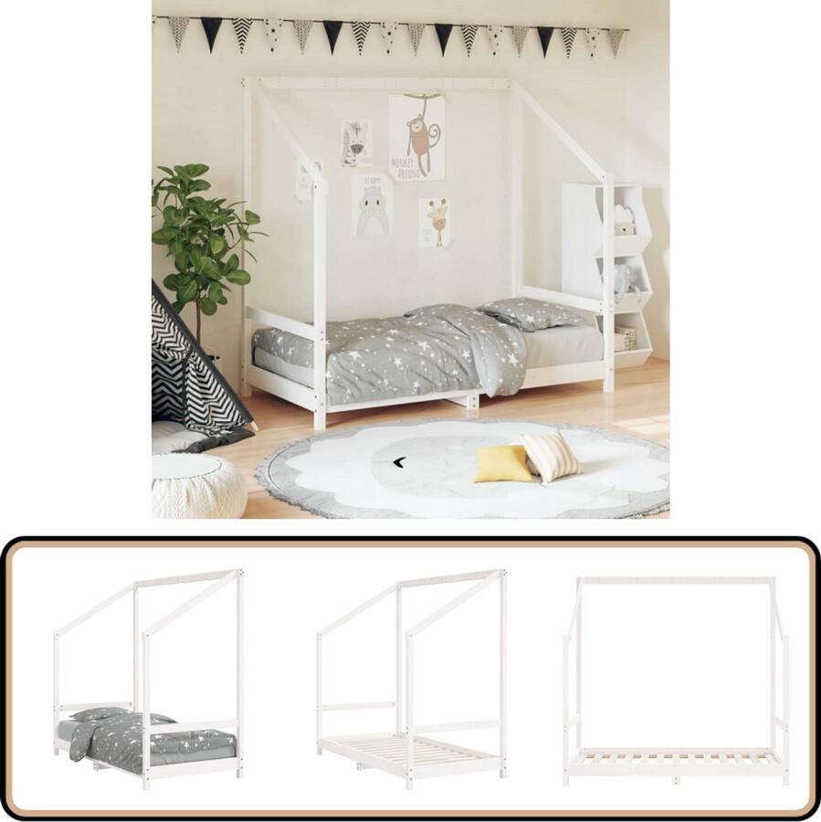 VidaXL Kinderbedframe 80x160 cm Wit Grenenhout Kinderbed Meubilair Voor Kinderen Houten Bed Kids Bed Babykamer Meubels Kinderkamers