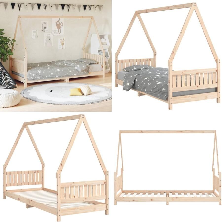 VidaXL Kinderbedframe 80x200 cm massief grenenhout Kinderbedframe Kinderbedframes Kinderbed Peuterbed - Foto 2