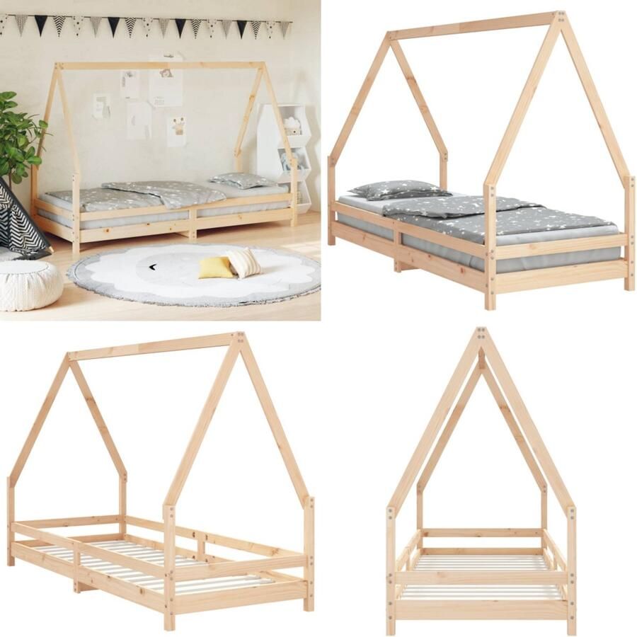VidaXL Kinderbedframe 80x200 cm massief grenenhout Kinderbedframe Kinderbedframes Kinderbed Peuterbed