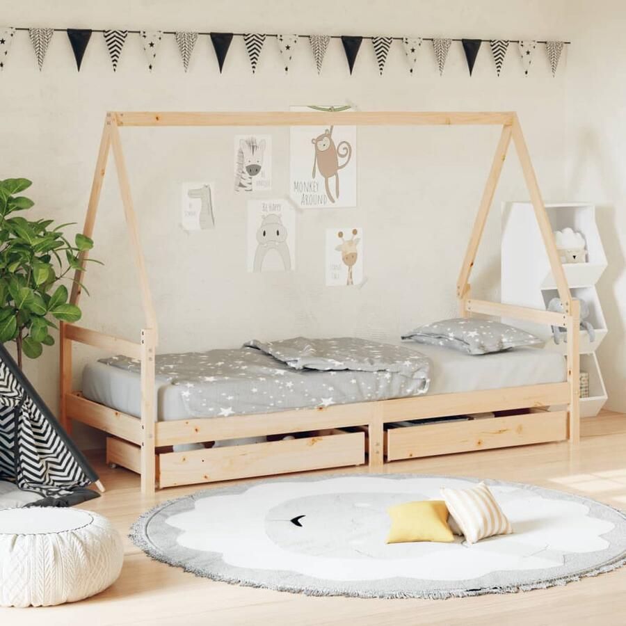 VidaXL Kinderbedframe 80x200 cm Met lades Kinderbed Houten Bed Peuterbed Kidsbed Kinderkamer Slaapkamer Decoratie Opbergruimte - Foto 2