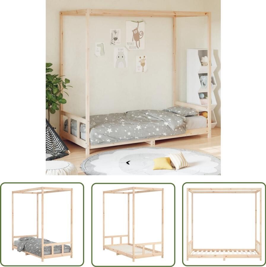 VidaXL Kinderbedframe 90x190 cm grenenhout Kinderbed Houten Bed Peuterbed Hemelbed Kinderkamersdecoratie Kinderslaapcomfort - Foto 2
