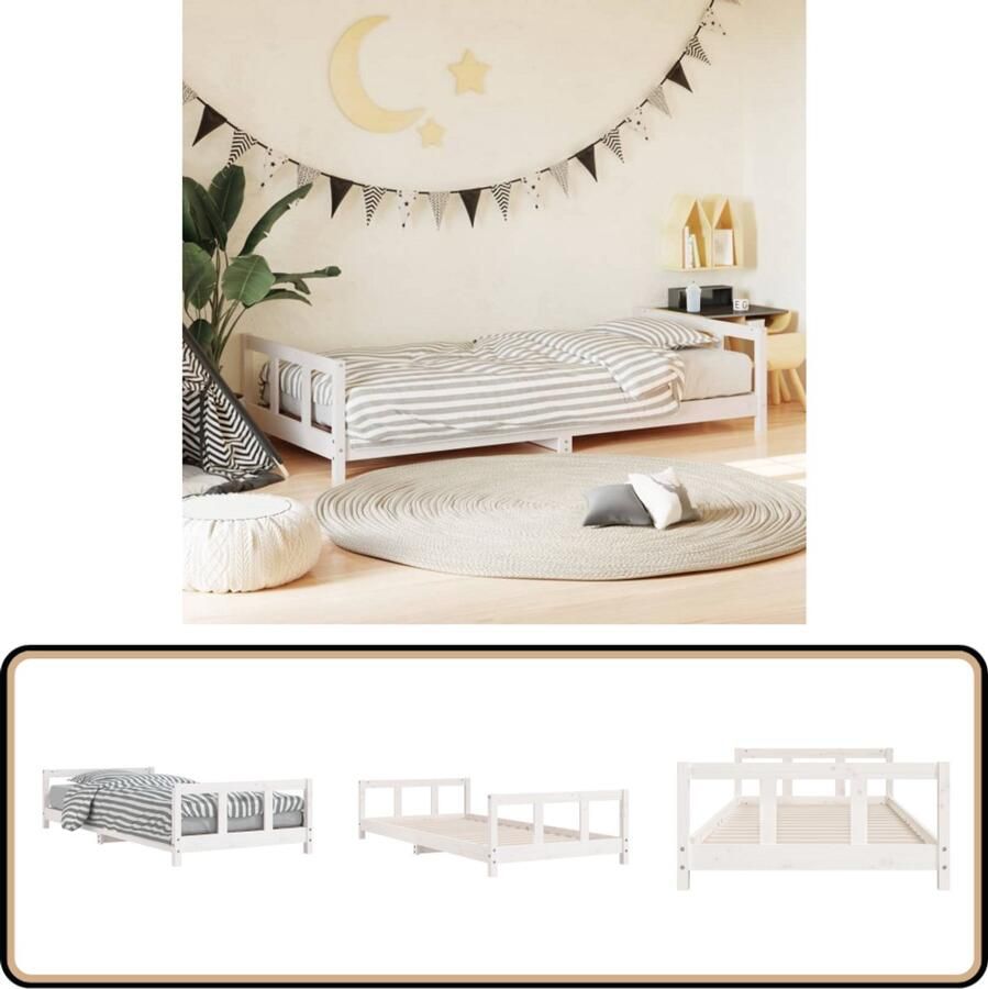 VidaXL Kinderbedframe 90x190 cm Grenenhout Wit Kinderbed Houten Bed Grenenhouten Bed Wit Kinderbed Eenpersoonsbed Kinderkamer Decoratie
