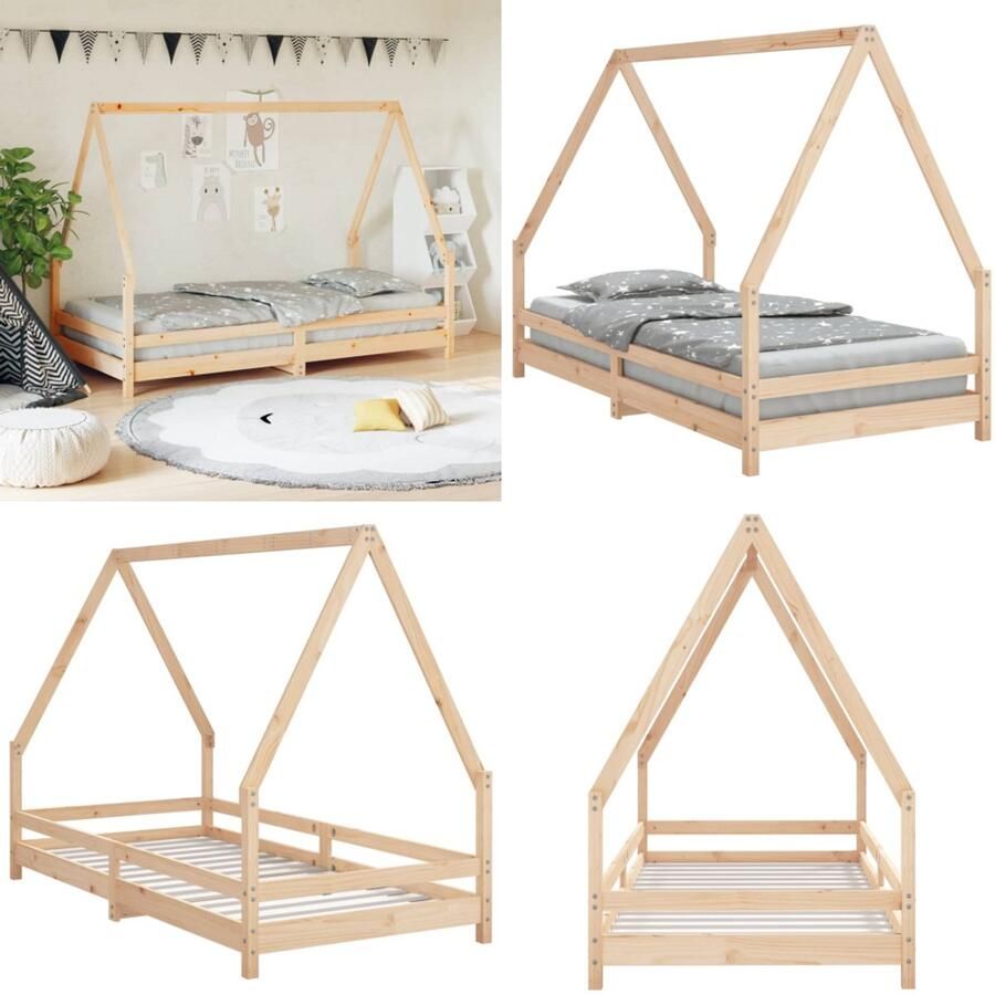 VidaXL Kinderbedframe 90x190 cm massief grenenhout Kinderbedframe Kinderbedframes Kinderbed Peuterbed