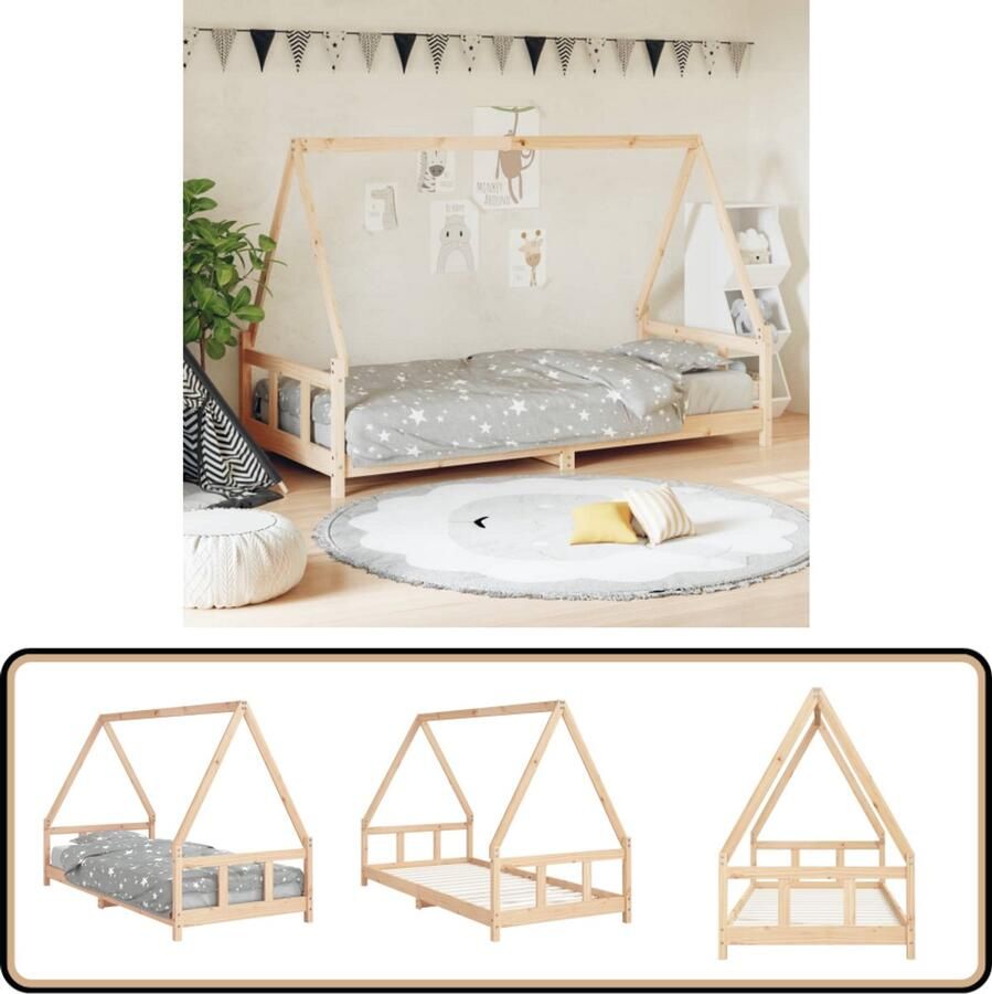 VidaXL Kinderbedframe 90x200 cm Grenenhout Kinderbed Houten Bed Peuterbed Kids Bed Grenenhout Bed Kinderkamersmeubels