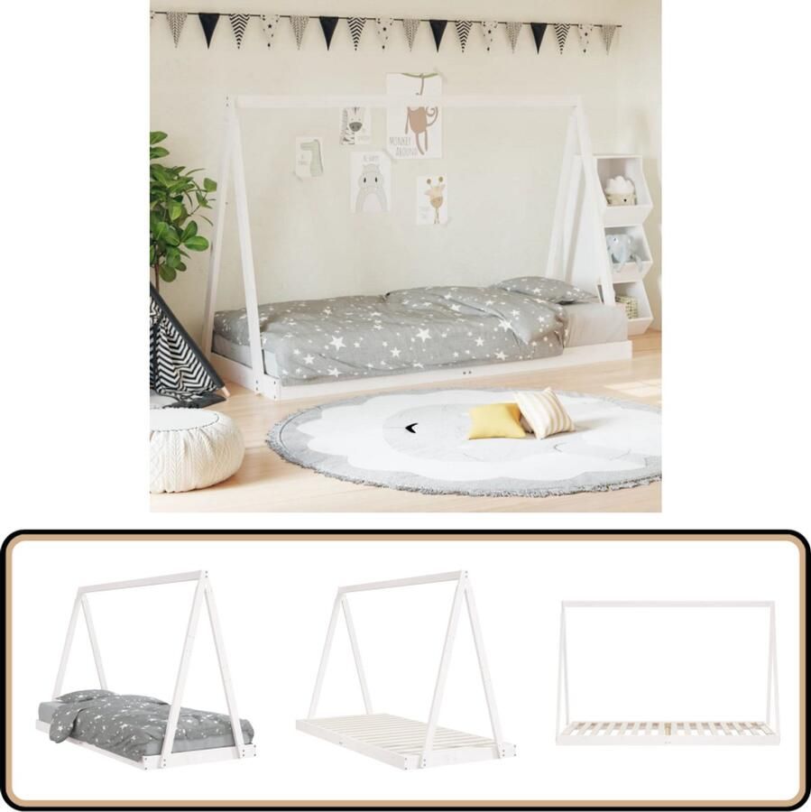 VidaXL Kinderbedframe 90x200 cm Grenenhout Wit Kinderbed Houten Bed Tipid Design Kids Bed Grenenhouthout Wit Kinderbed