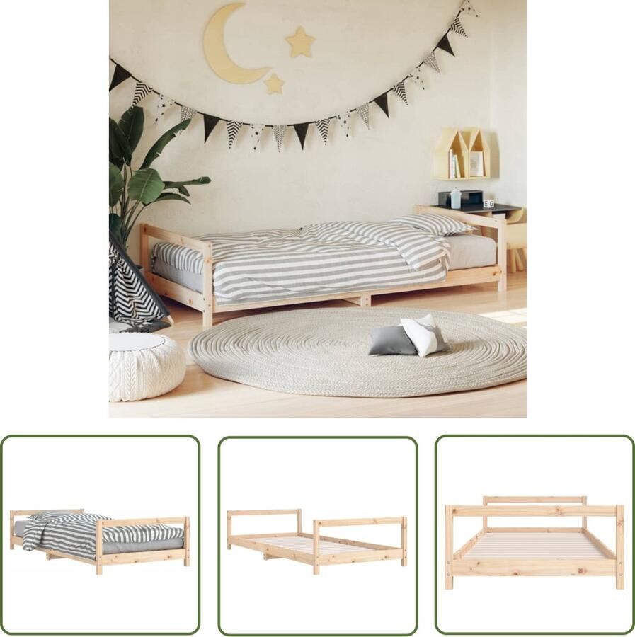 The Living Store Kinderbed Houten Droom 205.5 x 95.5 x 45 cm Massief grenenhout Kinderbed Houten Bed Grenenhouten Bed Peuterbed Kinderkamermeubel