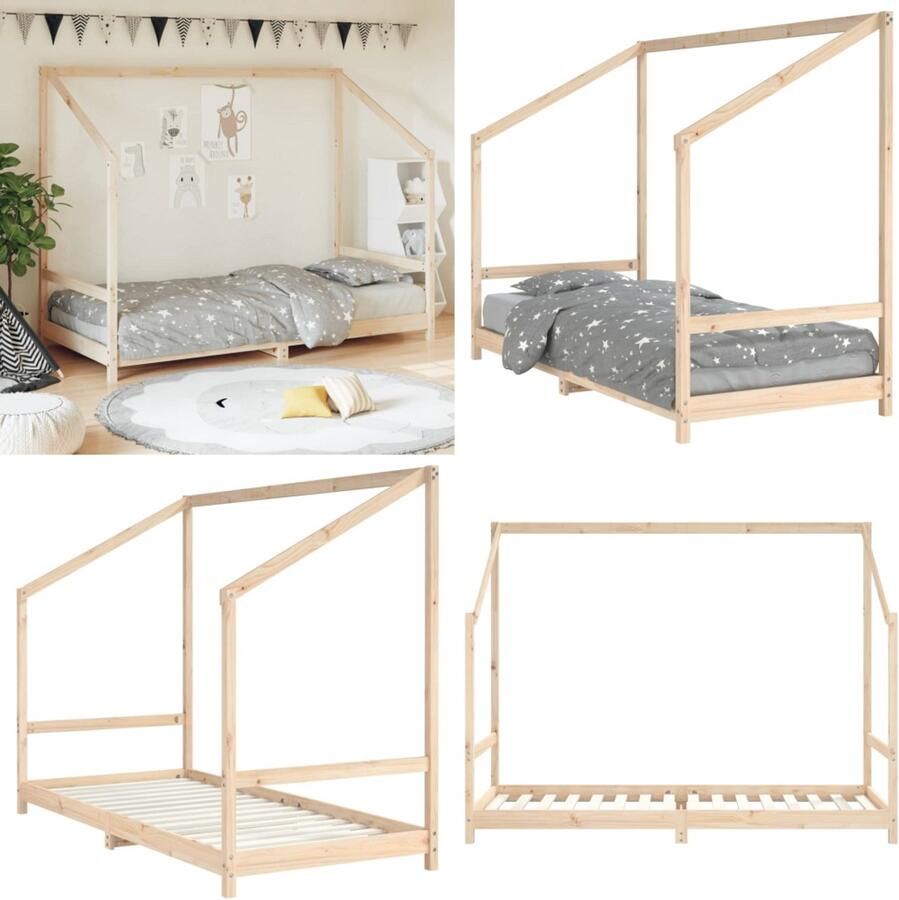 VidaXL Kinderbedframe 90x200 cm massief grenenhout Kinderbedframe Kinderbedframes Kinderbed Peuterbed