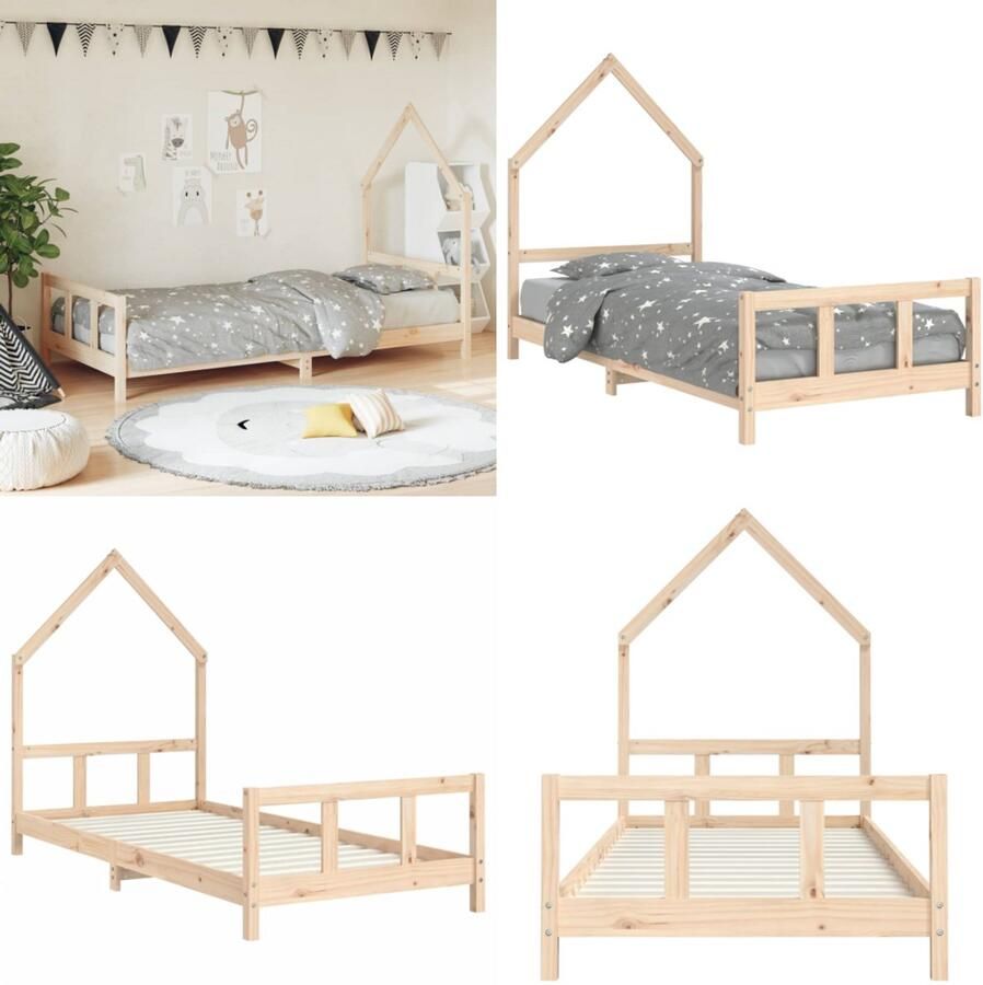 VidaXL Kinderbedframe 90x200 cm massief grenenhout Kinderbedframe Kinderbedframes Kinderbed Peuterbed