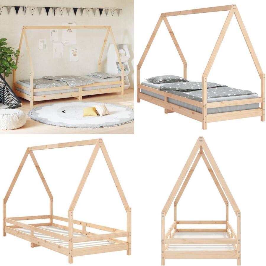 VidaXL Kinderbedframe 90x200 cm massief grenenhout Kinderbedframe Kinderbedframes Kinderbed Peuterbed