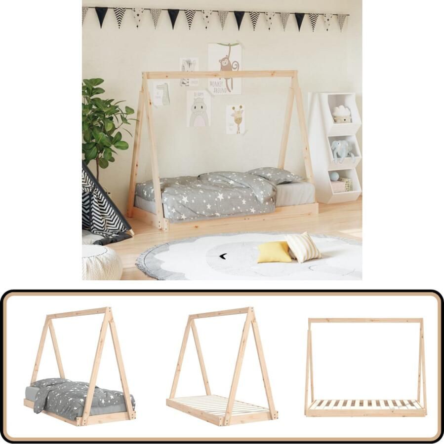 VidaXL Kinderbedframe Grenenhout 70x140 cm Kinderbed Tipitent Bed Houten Bed Kids Bed Baby Bed Kindermeubels Kinderkamers