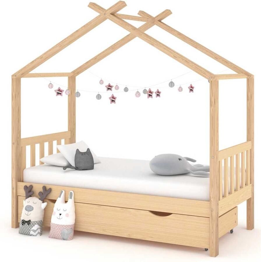 VidaXL Kinderbedframe Grenenhout 80x160 cm Met lade Kinderbed Boomhut Stijl Grenenhout Bed Kids Bed Kinderkamer Meubels Slaapkamers - Foto 2