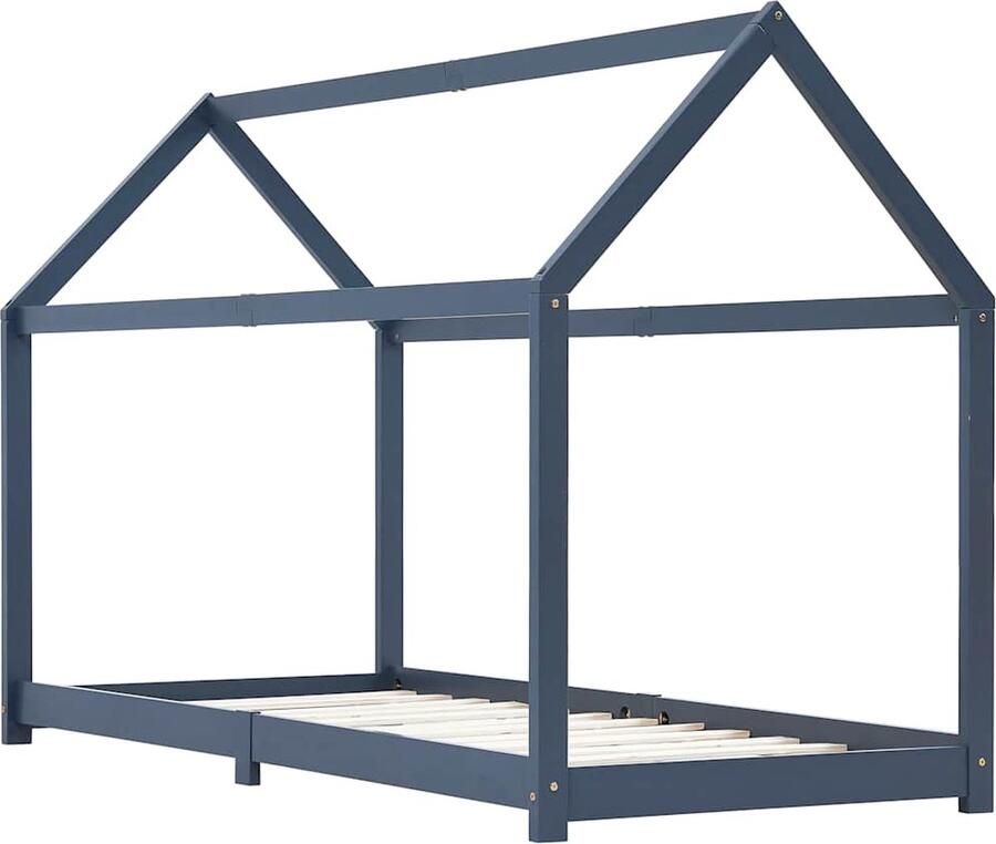 VidaXL Kinderbedframe Hout Grijs 90x200 cm Kinderbed Houten Bed Boomhut Bed Kids Bed Tweepersoons Bed Éénpersoons Bed Grijs Bed Bedframe - Foto 2