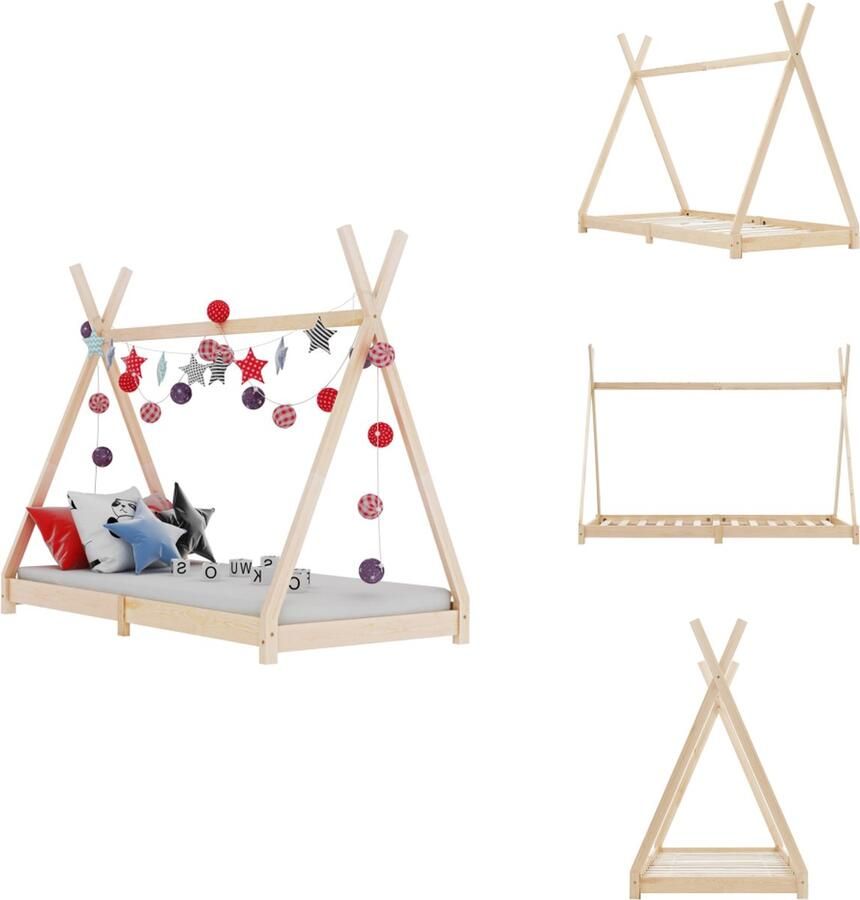 VidaXL Kinderbedframe Kinderbedframes Bed Bedden Kinderbedframe massief grenenhout 90x200 cm - Foto 4