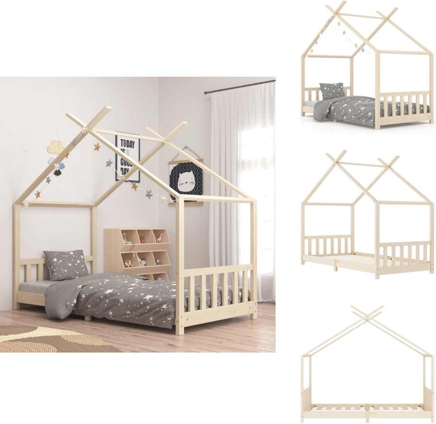 VidaXL Kinderbedframe Kinderbedframes Bed Bedden Kinderbedframe massief grenenhout 90x200 cm - Foto 3