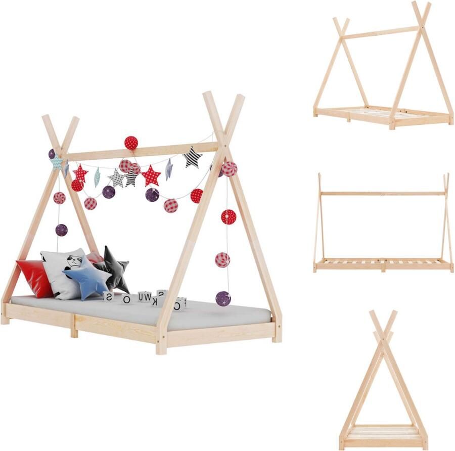 VidaXL Kinderbedframe Kinderbedframes Bed Bedden Kinderbedframe massief grenenhout 90x200 cm