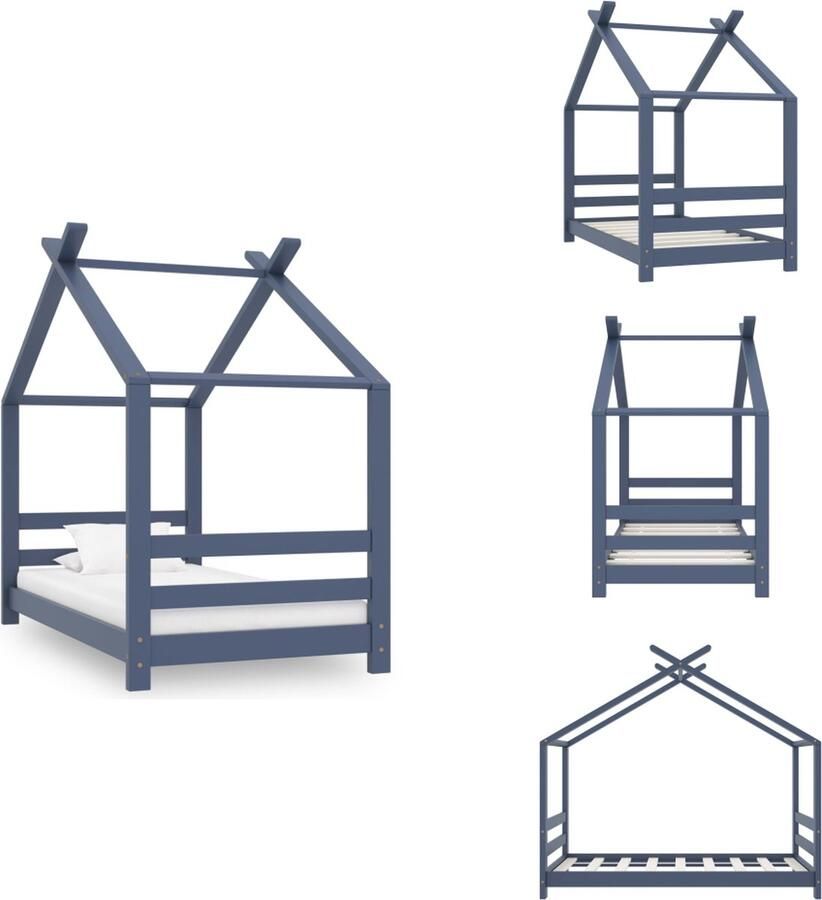 VidaXL Kinderbedframe Kinderbedframes Bed Bedden Kinderbedframe massief grenenhout grijs 70x140 cm - Foto 5