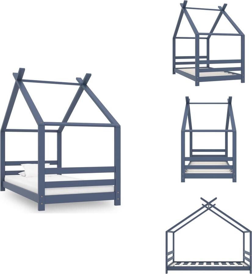 VidaXL Kinderbedframe Kinderbedframes Bed Bedden Kinderbedframe massief grenenhout grijs 80x160 cm - Foto 7