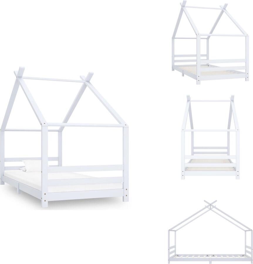 VidaXL Kinderbedframe Kinderbedframes Bed Bedden Kinderbedframe massief grenenhout wit 90x200 cm - Foto 5