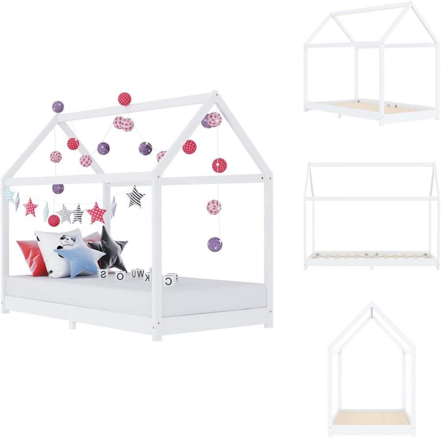 VidaXL Kinderbedframe Kinderbedframes Bed Bedden Kinderbedframe massief grenenhout wit 90x200 cm