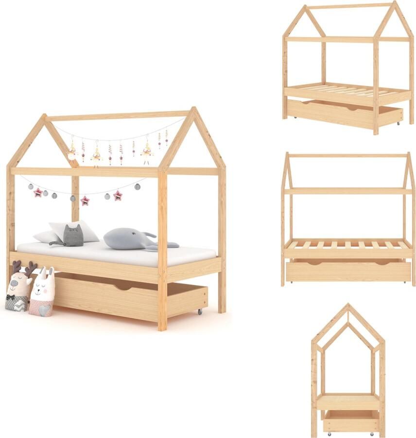 VidaXL Kinderbedframe Kinderbedframes Bed Bedden Kinderbedframe met lade massief grenenhout 70x140 cm