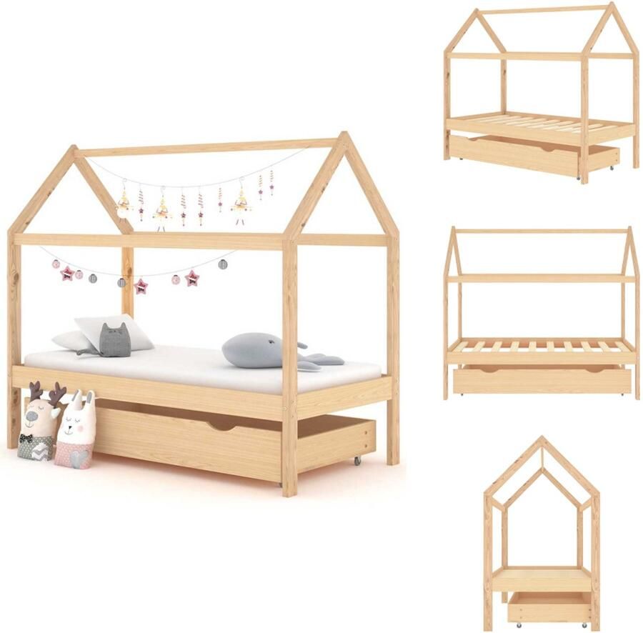 VidaXL Kinderbedframe Kinderbedframes Bed Bedden Kinderbedframe met lade massief grenenhout 80x160 cm