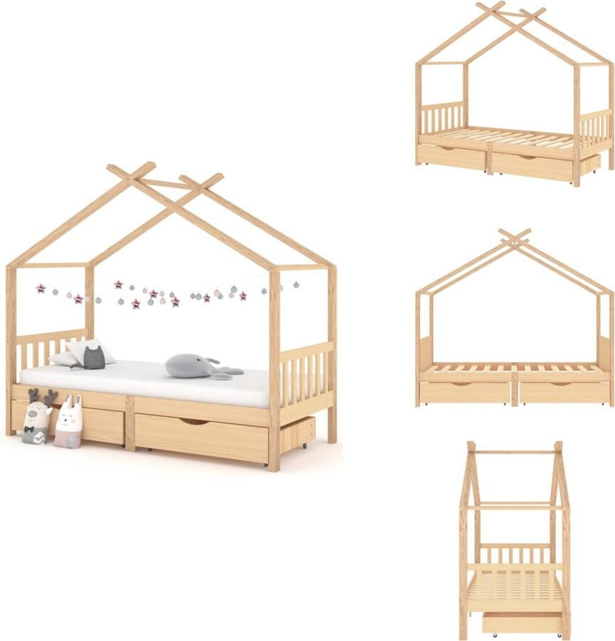 VidaXL Kinderbedframe Kinderbedframes Bed Bedden Kinderbedframe met lades massief grenenhout 90x200 cm