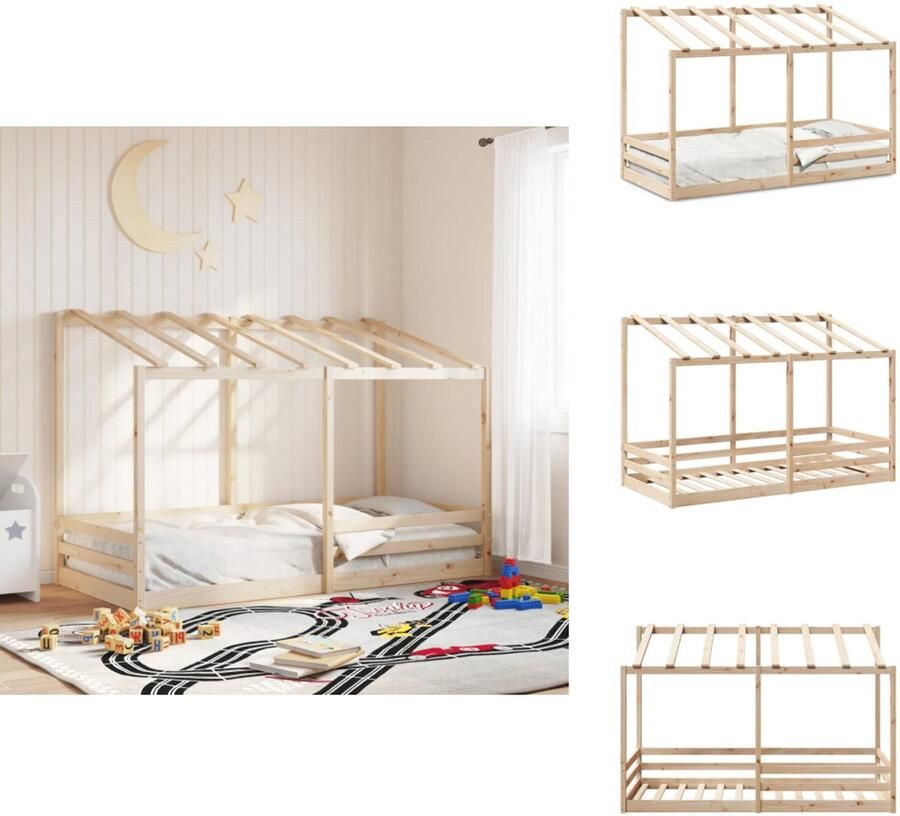 VidaXL Kinderbedframe Kinderbedframes Kinderbed Peuterbed Kinderbed met bedhuis 80x200 cm massief grenenhout wit