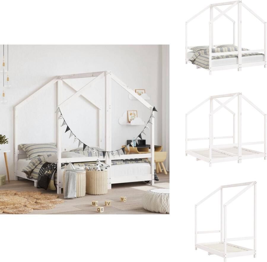 VidaXL Kinderbedframe Kinderbedframes Kinderbed Peuterbed Kinderbedframe 2x(70x140 cm massief grenenhout wit