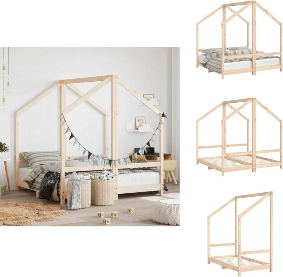 VidaXL Kinderbedframe Kinderbedframes Kinderbed Peuterbed Kinderbedframe 2x(70x140) cm massief grenenhout
