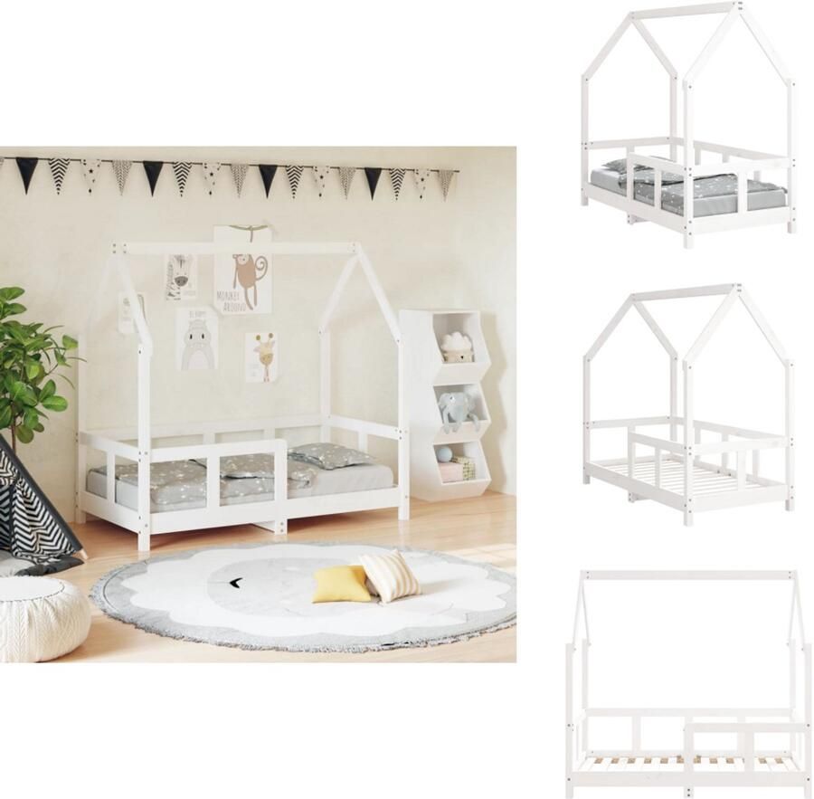 VidaXL Kinderbedframe Kinderbedframes Kinderbed Peuterbed Kinderbedframe 70x140 cm massief grenenhout wit